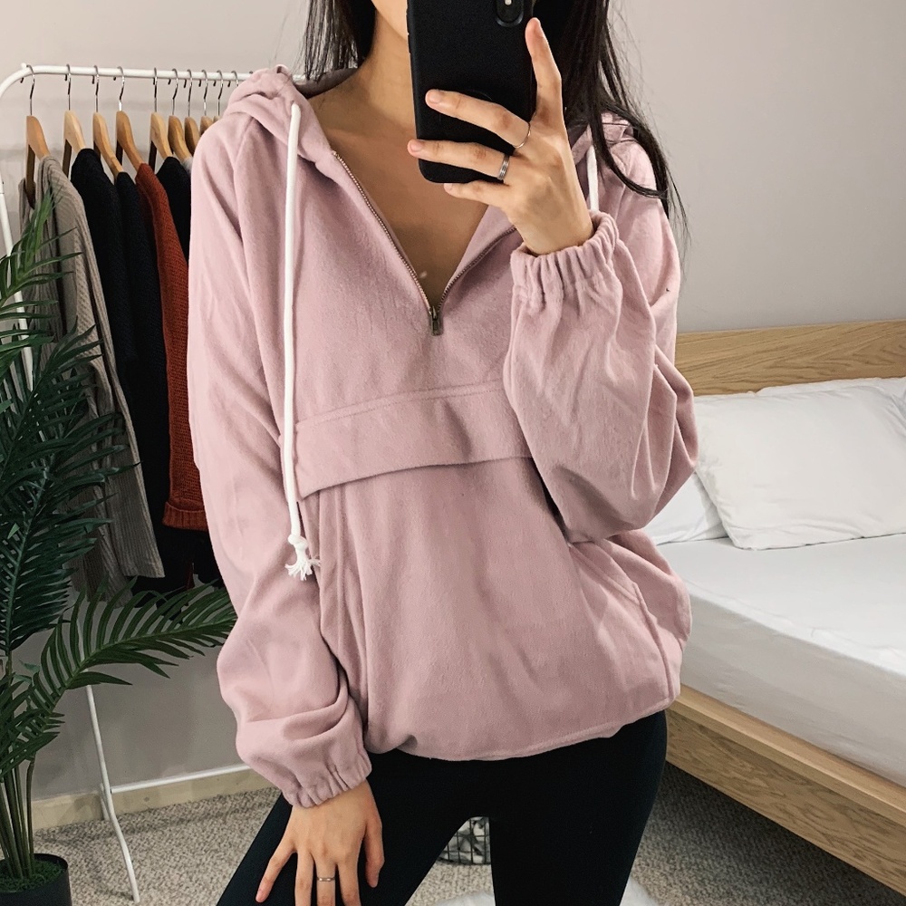 🆕 Miranda - Pink Quarter Zip Hoodie - Picture 1 of 5